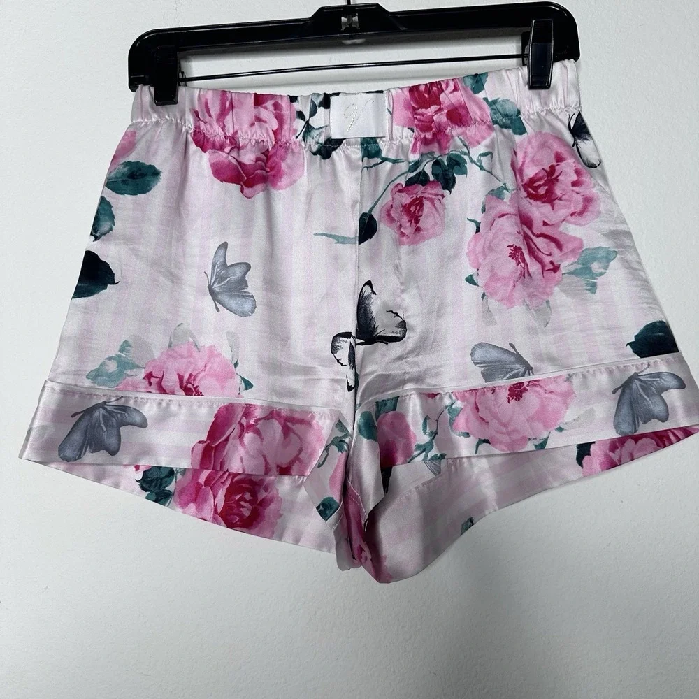 Victorias Secret Rose‎ & Butterfly Spaghetti Tank Top Shorts Two Piece Sz XS